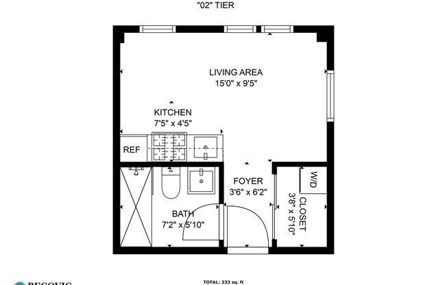 Studio, 1 bath, 233 sqft, $1,495, Unit 602