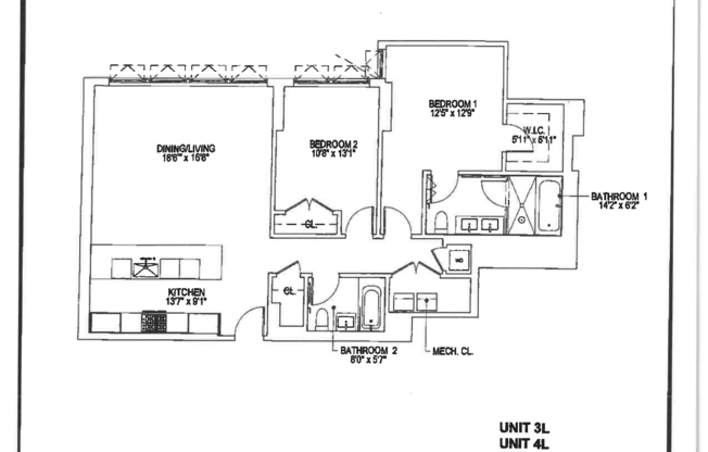 2 beds, 2 baths, 1,287 sqft, $9,500, Unit 5L