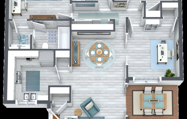 2 beds, 2 baths, 1,301 sqft, $1,095