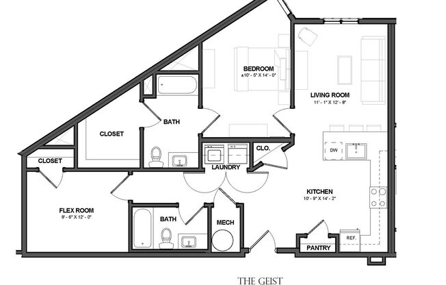 1 bed, 2 baths, 945 sqft, $1,975, Unit Heritage East- Unit 212