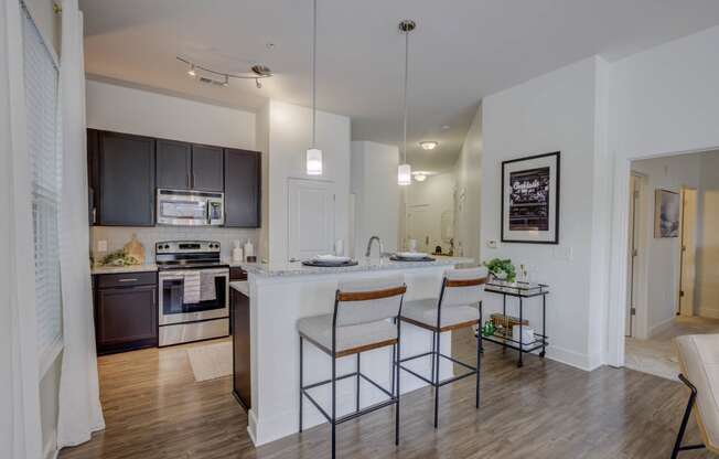 Gourmet Kitchen With Island at The Lincoln Apartments, Raleigh, NC, 27601