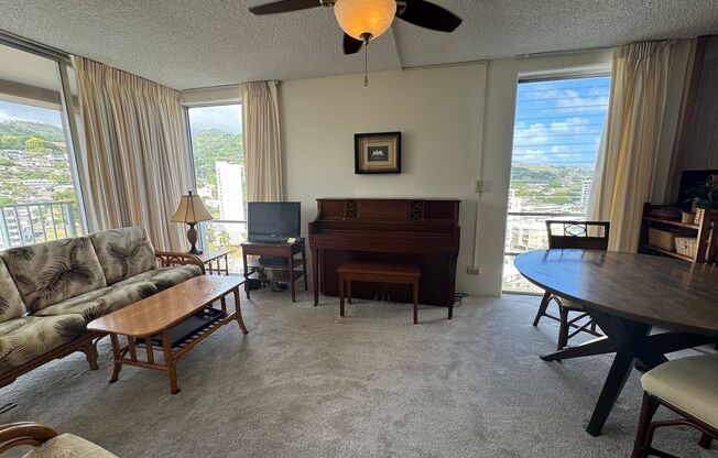 Furnished 2 Bedroom/1.5 Bath Apartment at Makiki Towers