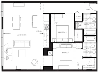 2 beds, 2 baths, 1,146 sqft, $2,677