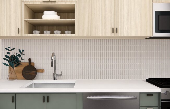 Modera Beaverton apartment homes offer two distinct finish package options, light and dark.