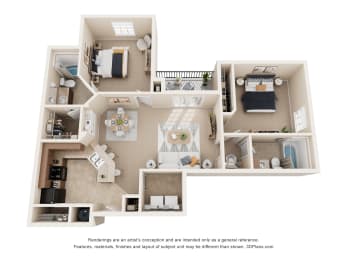 2 beds, 2 baths, 1,143 sqft, $1,914