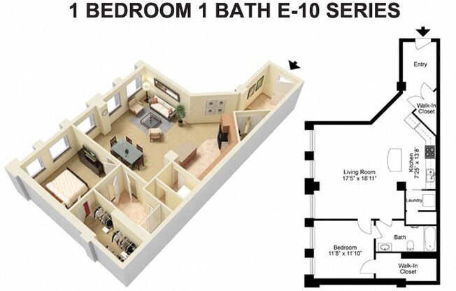 1 bed, 1 bath, 965 sqft, $1,516