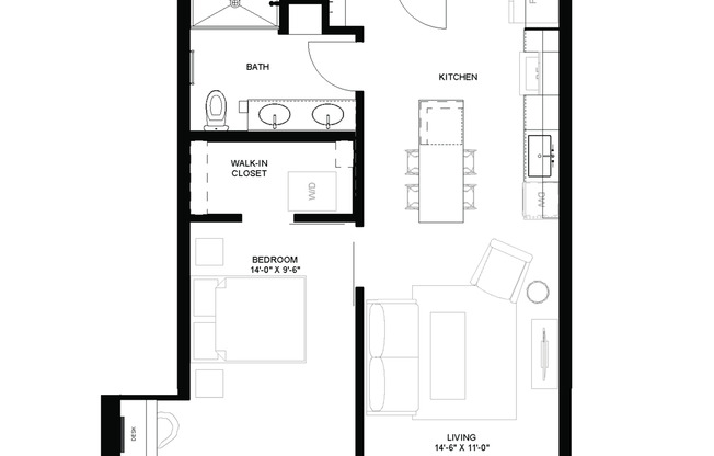 1 bed, 1 bath, 638 sqft, $1,600, Unit 207