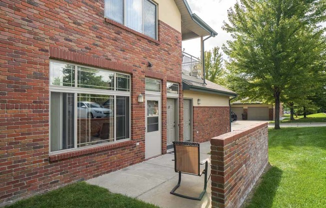 Private patio at Southwind Villas in southwest Omaha in La Vista, NE, 68128