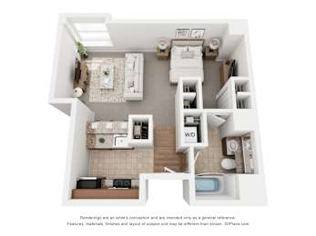 Studio, 1 bath, 500 sqft, $1,095