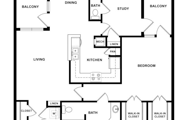 1 bed, 1.5 baths, 1,035 sqft, $1,660