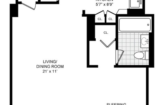 Studio, 1 bath, $4,500, Unit 3E
