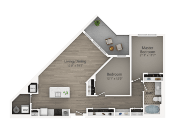 2 beds, 1 bath, 881 sqft, $1,617