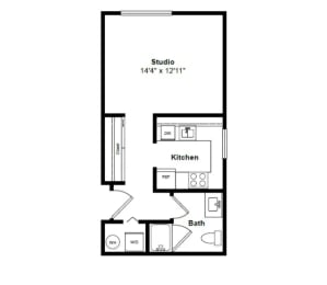 Studio, 1 bath, 420 sqft, $1,715