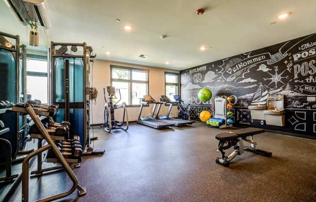 the exercise room at the galleria apartments at Woodcreek, Poulsbo