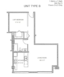 1 bed, 1 bath, 844 sqft, $1,416