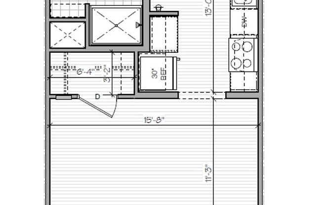 Studio, 1 bath, 425 sqft, $1,700, Unit 208