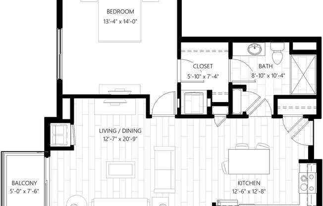 1 bed, 1 bath, 740 sqft, $1,475, Unit #217