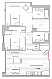 2 beds, 2 baths, 1,072 sqft, $3,446