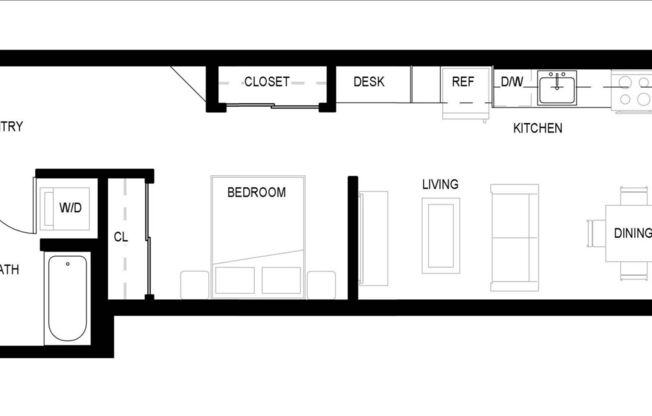 Studio, 1 bath, 585 sqft, $2,275