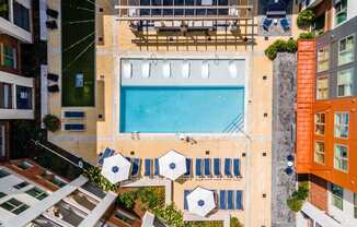 Aerial pool view at Link Apartments® Grant Park, Georgia, 30312