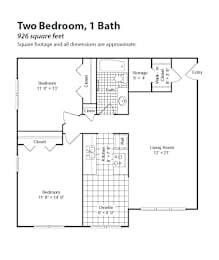 2 beds, 1 bath, 837 sqft, $1,543