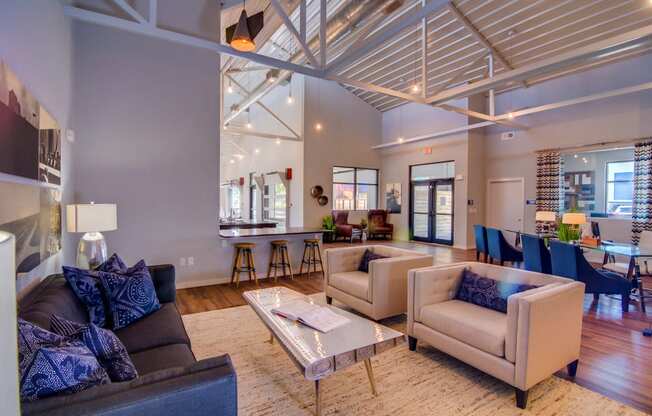 Sophisticated Clubhouse Lounge at Aviator at Brooks Apartments, Clear Property Management, San Antonio, TX, 78235