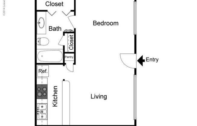 1 bed, 1 bath, 472 sqft, $950