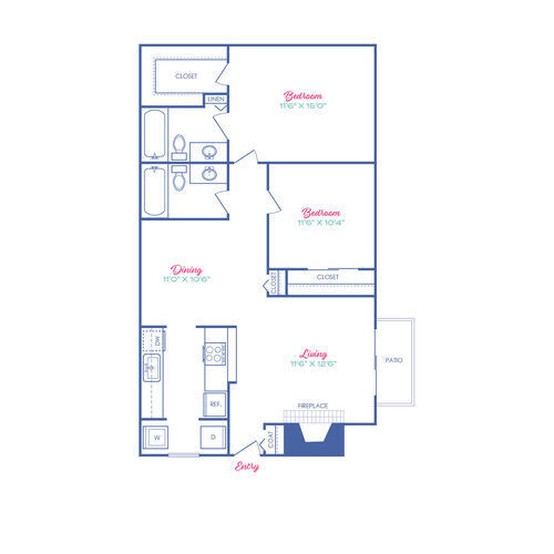 2 beds, 2 baths, 908 sqft, $1,122