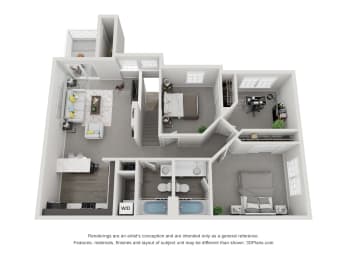 2 beds, 2 baths, 1,168 sqft, $2,445