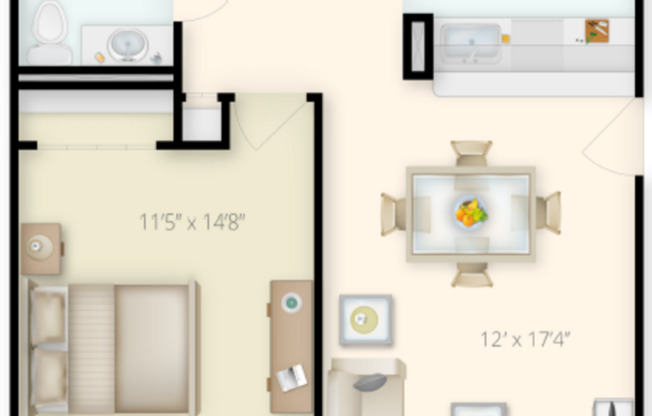 1 bed, 1 bath, 610 sqft, $2,446