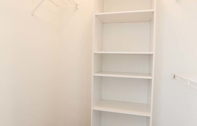 walkin closet with built in shelving