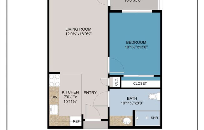 1 bed, 1 bath, 607 sqft, $1,549, Unit 126-105