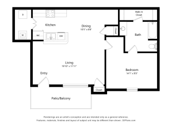 1 bed, 1 bath, 673 sqft, $1,126