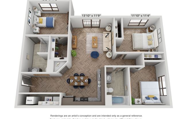 3 beds, 2 baths, 1,133 sqft, $2,220, Unit 3-120