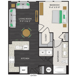 1 bed, 1 bath, 696 sqft, $1,487