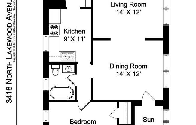 1 bed, 1 bath, 930 sqft, $2,000, Unit 3418-3S