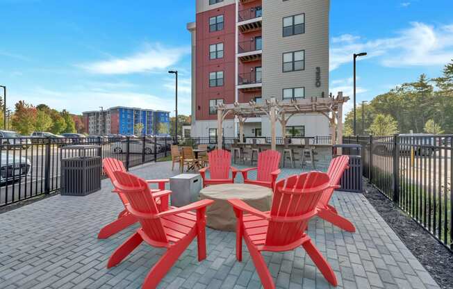 Cozy Resident Fire Pit Area at Latitude at South Portland Apartment, Maine, 04106