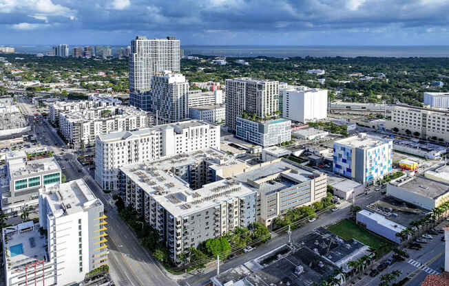 aerial view of Berkshire Coral Gables apartments 3880 Bird Rd., Miami, FL 33146