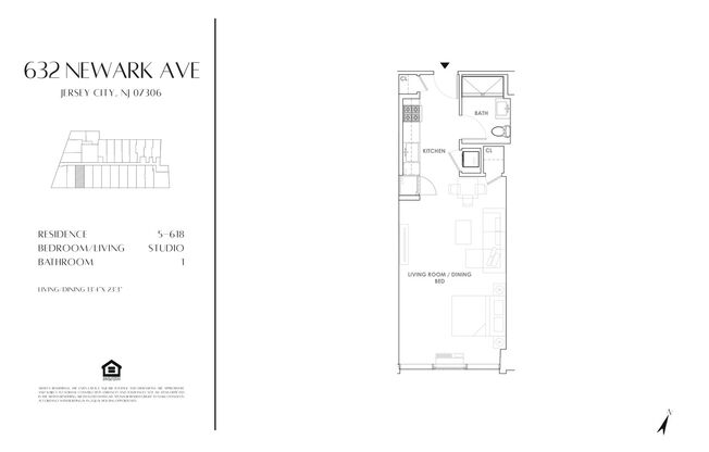 Studio, 1 bath, 531 sqft, $2,901, Unit 618