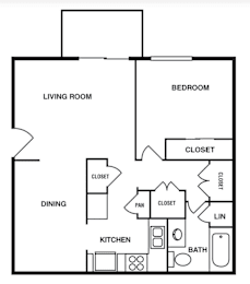 1 bed, 1 bath, 676 sqft, $950