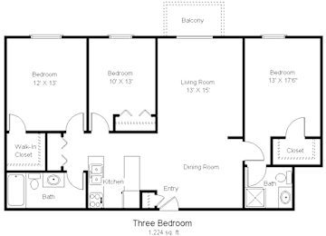 3 beds, 2 baths, 1,224 sqft, $1,857