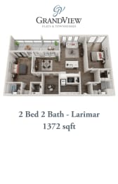 2 beds, 2 baths, 1,372 sqft, $2,342