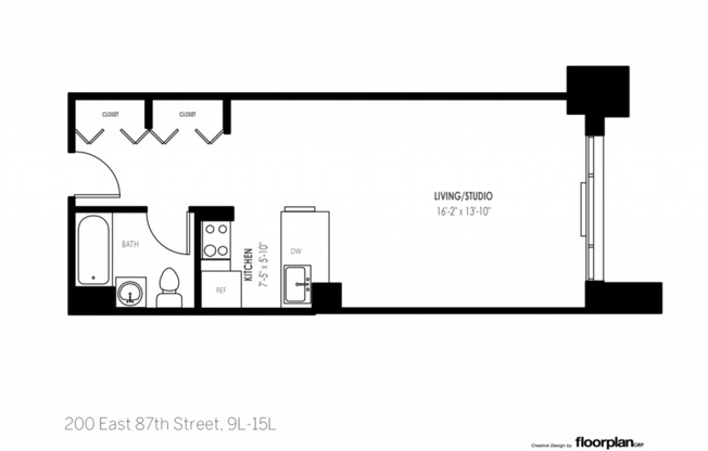 Studio, 1 bath, $3,850, Unit 10L