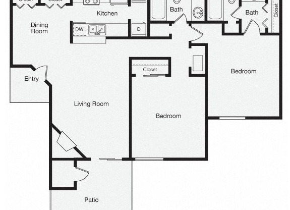 2 beds, 2 baths, 958 sqft, $1,680