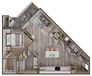 1 bed, 1 bath, 873 sqft, $1,340
