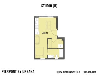 Studio, 1 bath, 403 sqft, $1,399