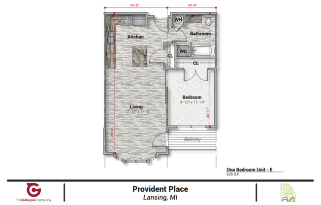 1 bed, 1 bath, 625 sqft, $1,300