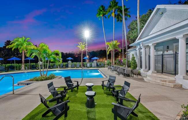 Spacious poolside lounging