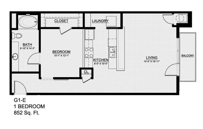 1 bed, 1 bath, 852 sqft, $1,469