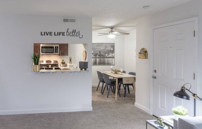 Kitchen Area With Dining View at Hilltop Apartments, Ohio